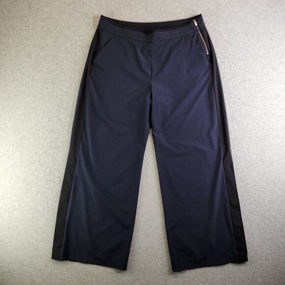 Athleta Pants Womens 14P Blue Gramercy Track Trouser Snap Hem Office Commute - Picture 1 of 15